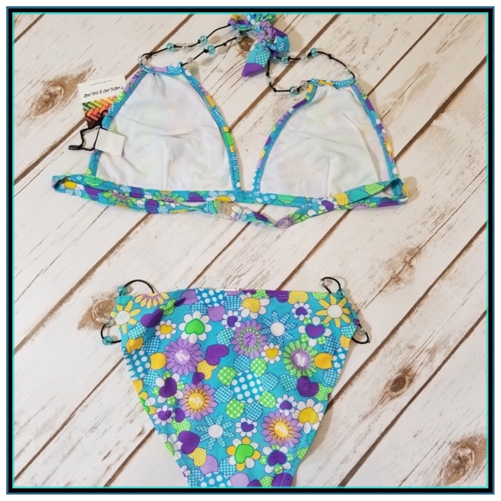NEW Bikini Swimsuit Set Floral Elastic Band Small - Picture 7 of 7